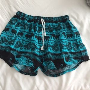 Elephant Pattern Flowy Shorts